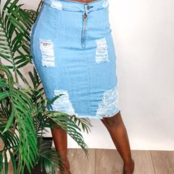 ceesaybanjul Dresses & Skirts - Wild West Rip Denim Skirt